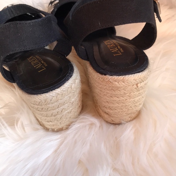 Ralph Lauren black hayleigh espadrille sandals - Picture 6 of 6